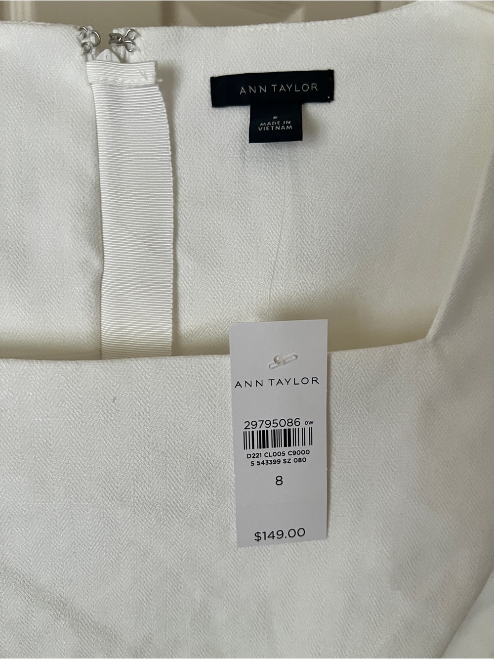 NWT Ann Taylor White Square-Neck Midi Sheath Dress - Picture 4 of 5